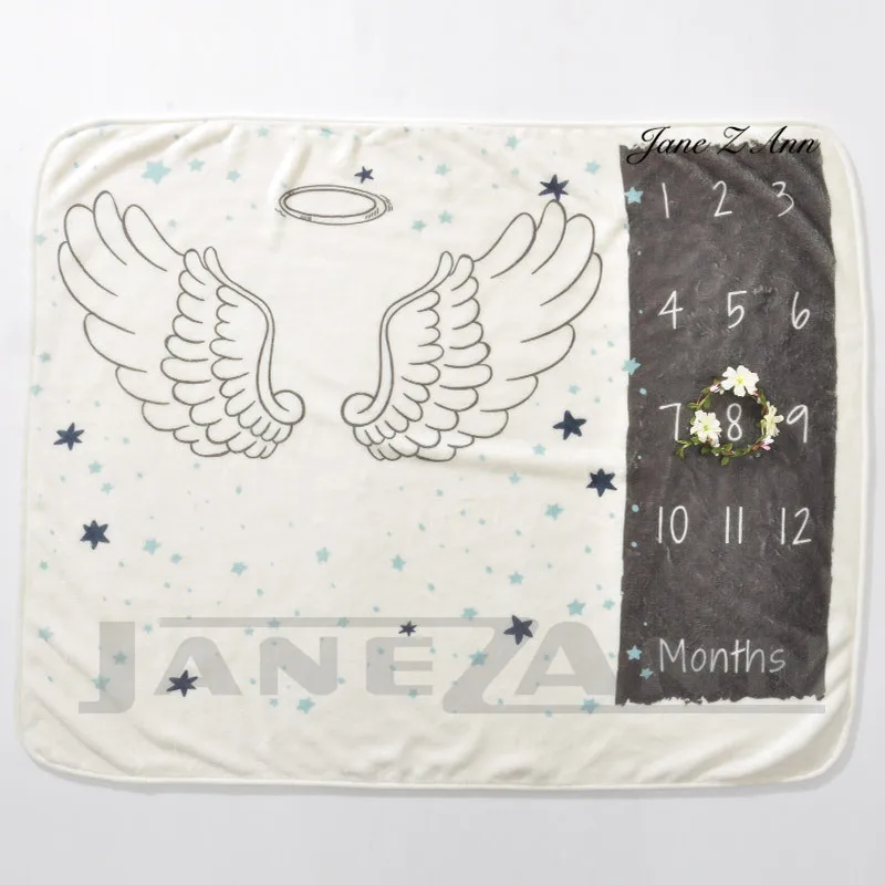 

Jane Z Ann Baby milestone blanket Infant Photo Prop Flannel background cloth Baby Growth Record Month Newborn Shooting Backdrop
