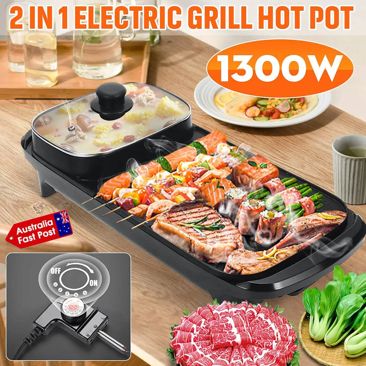 

2 in 1 Multifunction Cooker Shabu Pot Hot Pot Fryer Griddle Barbecue Grill Pan Non-Stick Smokeless Pans BBQ Meal Skillet