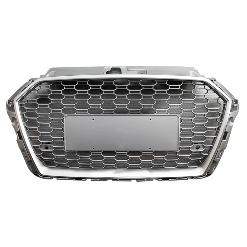 

Silvery Front Bumper Grille For Audi A3 2017 2018 2019 2020 Upgrade RS3 Car Auto Hood Grilles Racing Grills with Emblem