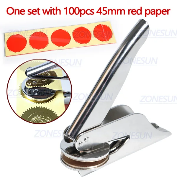 with 100pcs Red ZONESUN на заказ, латунный штамп с тиснением, логотип, персонализированный штамп с тиснением, штамп для букв, свадебного конверта, документов, пригласительных карт - Цвет: with 100pcs Red