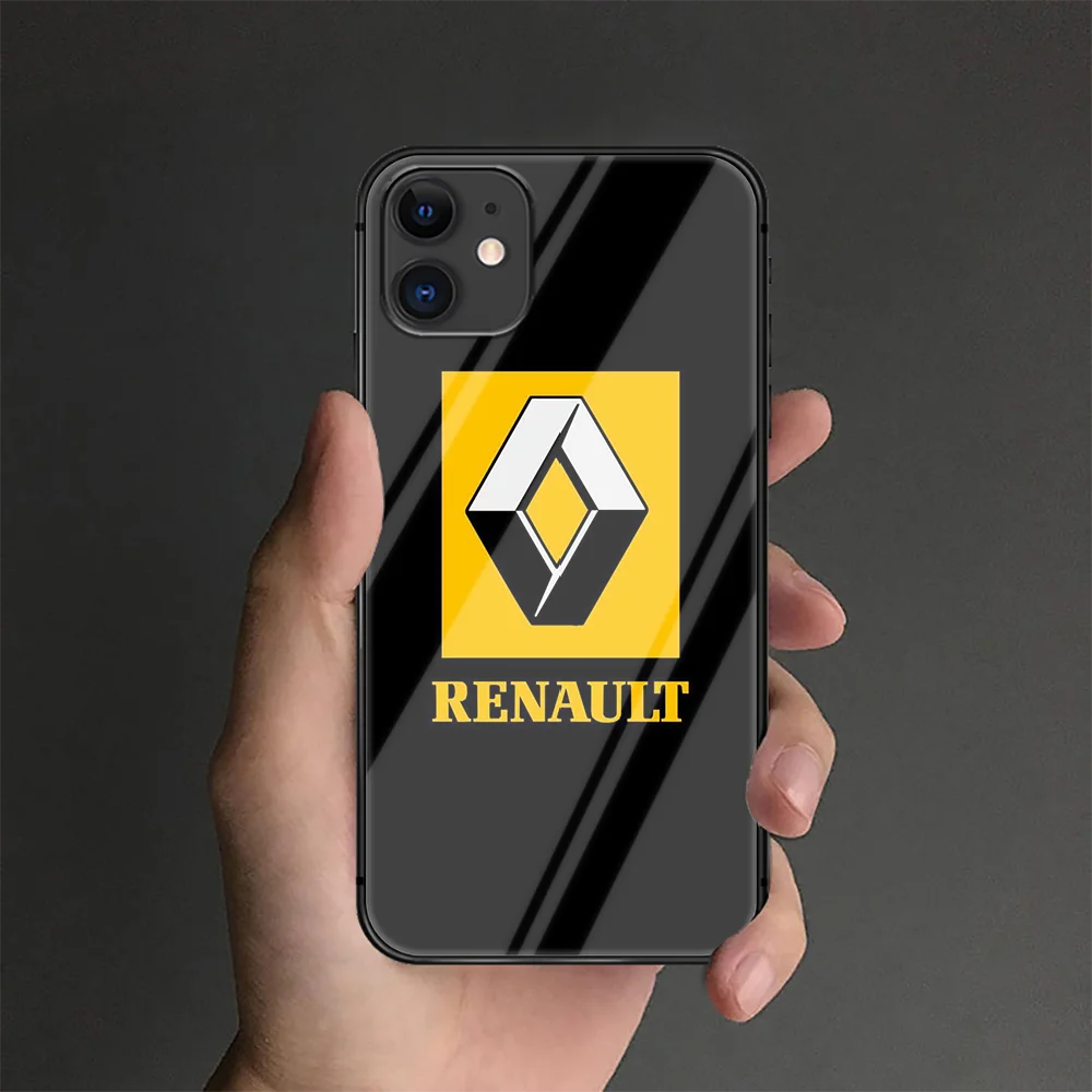 

French Car Renault Phone Tempered Glass Case Cover For IPhone 6 6S 7 8 11 12 X Xr Xs Se 2020 Pro Max Plus Mini Black Waterproof