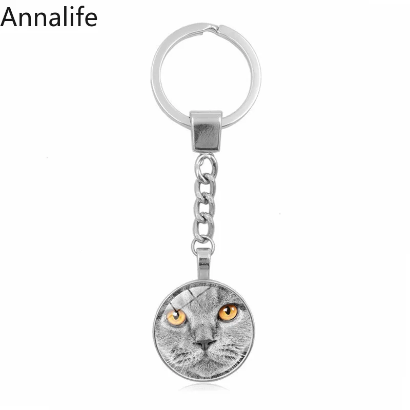 2019 New metal Cat-face Couple Keychain Animal Cat Pendant Key Chain for Women Men Choker Keyring Valentine's Day Gift | Украшения и