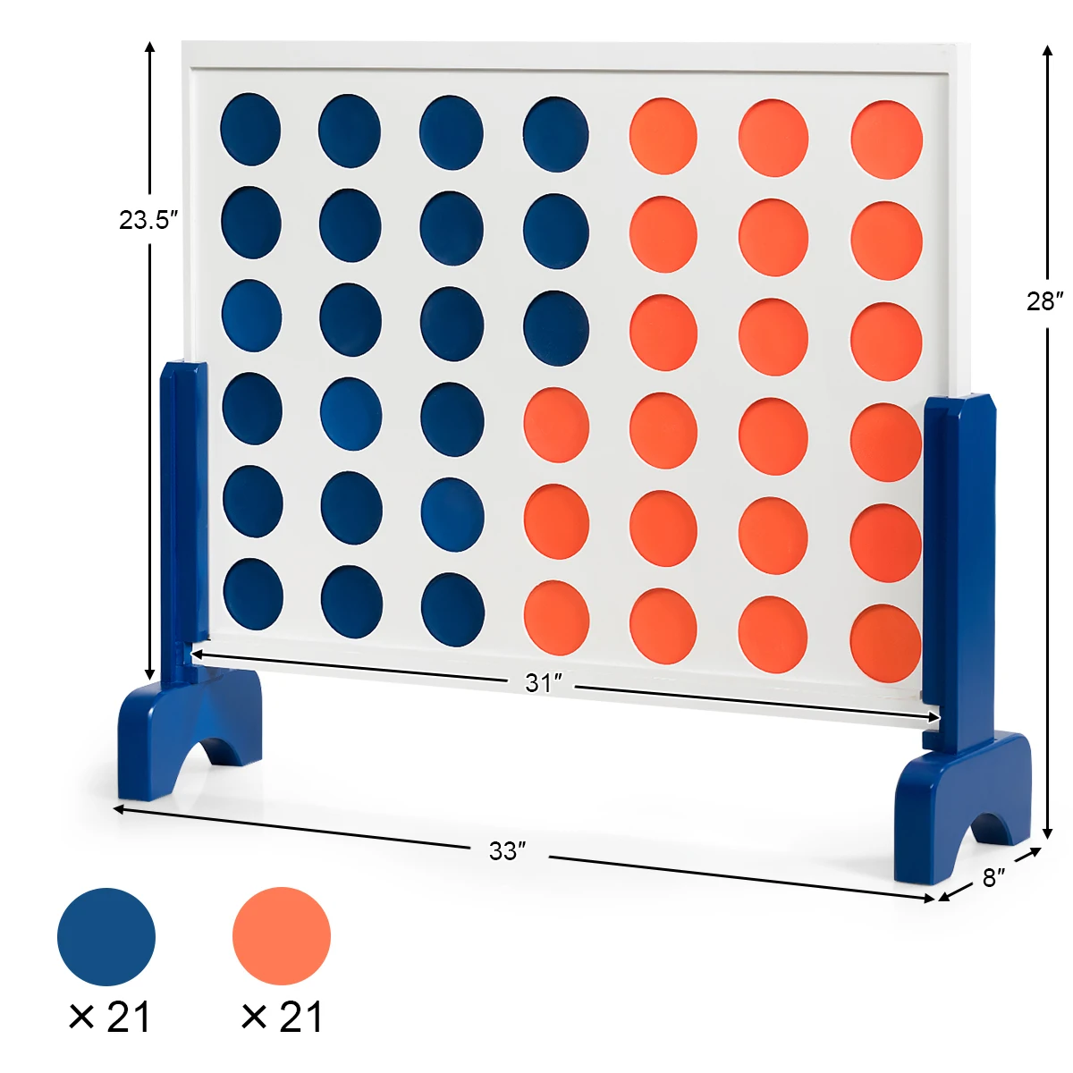 Juego gigante 4 en una fila, tablero de madera, conectar adultos y ni&ntilde;os con bolsa de transporte, blanco-4