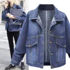 Новинка 2021, осенняя женская джинсовая куртка, свободная повседневная женская джинсовая куртка, Женская ковбойская куртка, модель 5xl # t3g