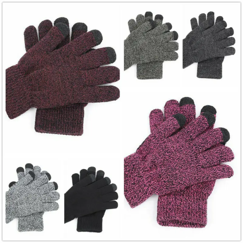 Зимние Модные Повседневные плотные теплые вязаные шерстяные перчатки для мужчин