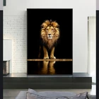 Лев в темноте, холст, художественные плакаты и принты, животные, настенное искусство, декоративные картины, африканская Лев, рисунок на холсте, домашний декор стен