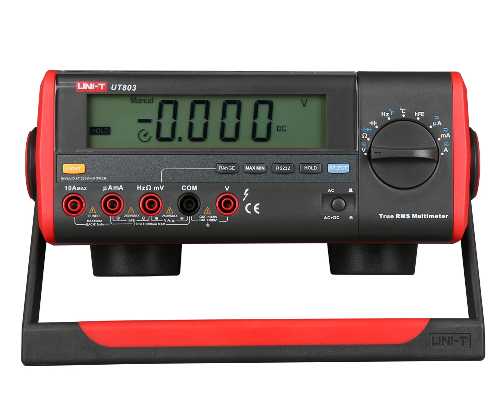 

UNI-T UT803 LCD Display Auto Range Bench Type Digital Multimeters Volt Amp Ohm Capacitance Hz Temperature Tester