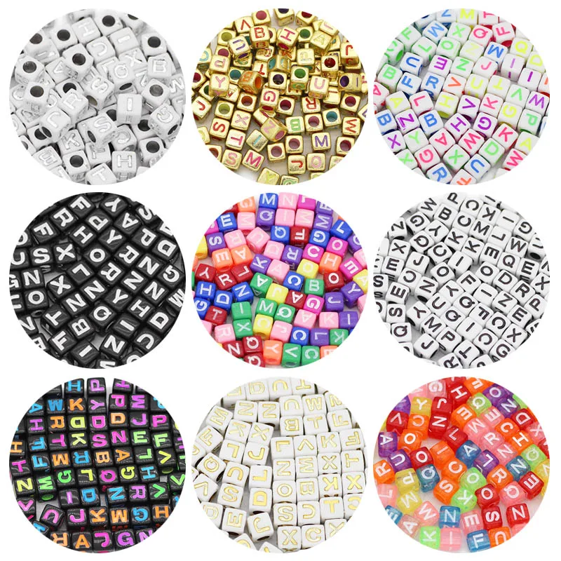 

Alphabet Square Cube Mixed Letter Acrylic 6/7MM Spacer Loose Beads For Jewelry Making Handmade DIY Bracelet Accessories Findings
