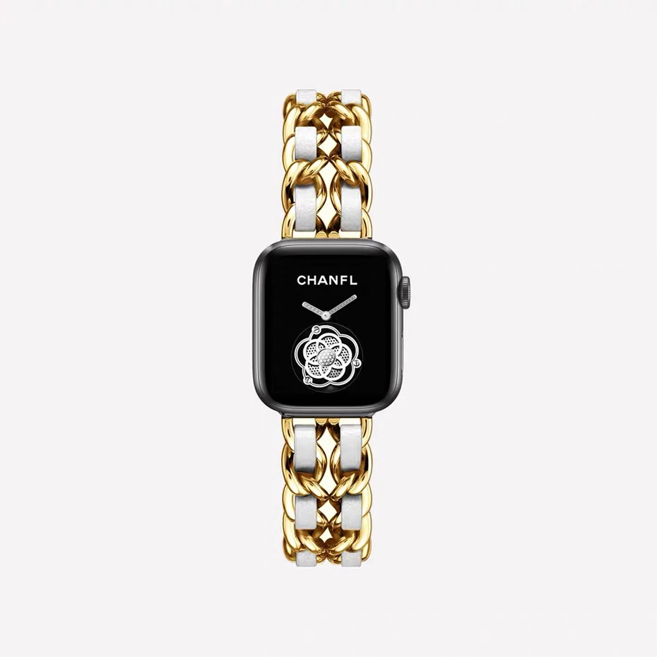 Ремешок кожаный для apple watch band 44 мм браслет цепочка Iwatch series 5 4 3 2 аксессуары 38 40 42