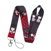 anime kakegurui japanese gambling school girls lanyards for keys id badge holder neck strap keychain webbing ribbon gift