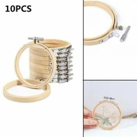 10pcsset cross stitch hoop embroidery circle bamboo hoop cross hoop ring support for diy household craft sewing needwork tool