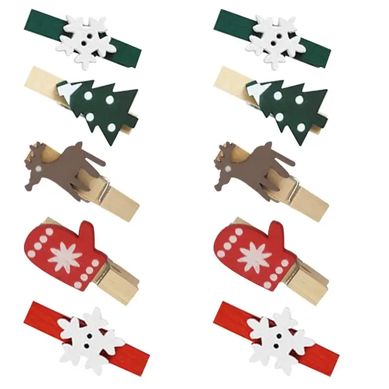 10 шт. рождественские деревянные клипсы новогодние вечерние украшения фото