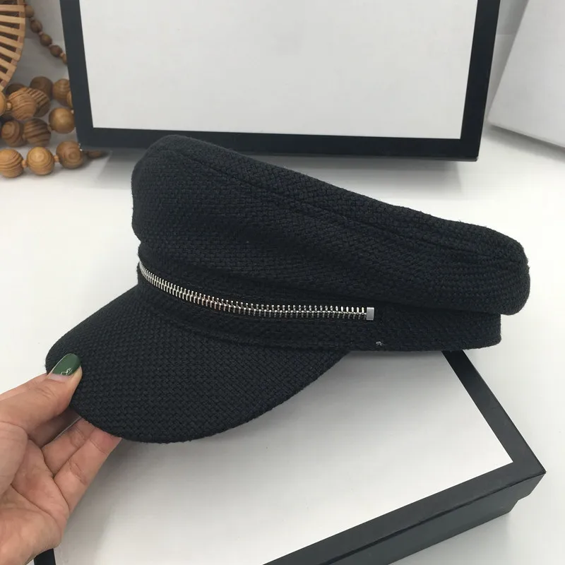 Весенняя и летняя индивидуальная хлопковая льняная темно синяя шляпа на молнии