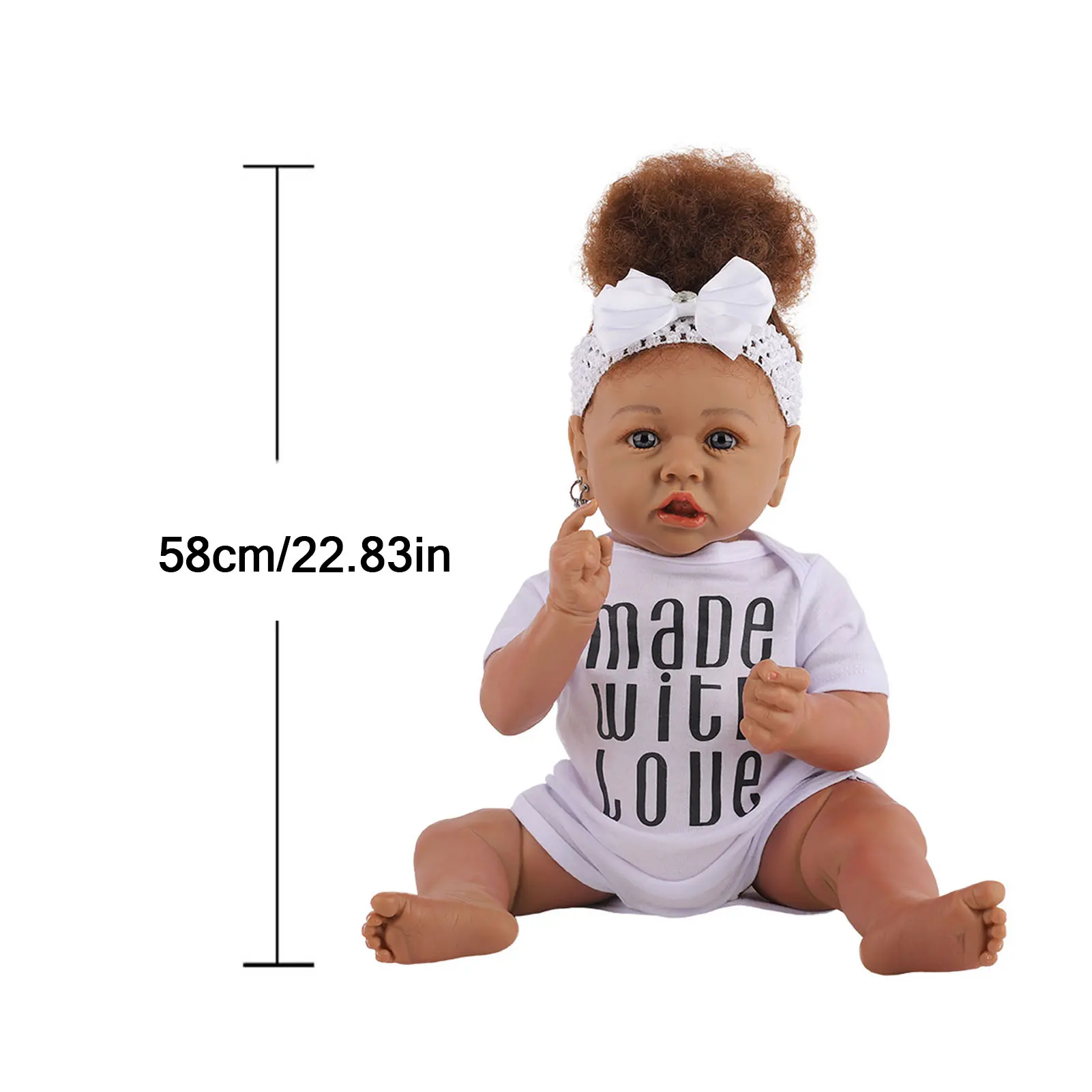 

23inch Baby Play Doll Washable African Girl Doll Realistic Newborn Doll Lifelike Silicone Toy Dolls Dropshipping
