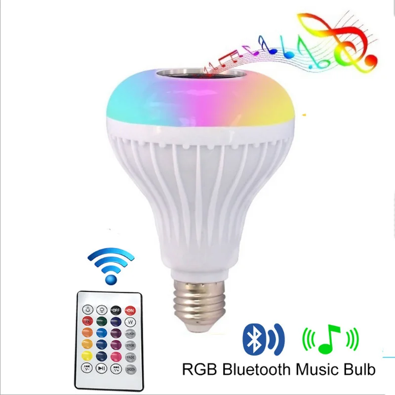 интеллектуальный беспроводной E27 RGB Bluetooth репродуктор LED лампочка музыкальный