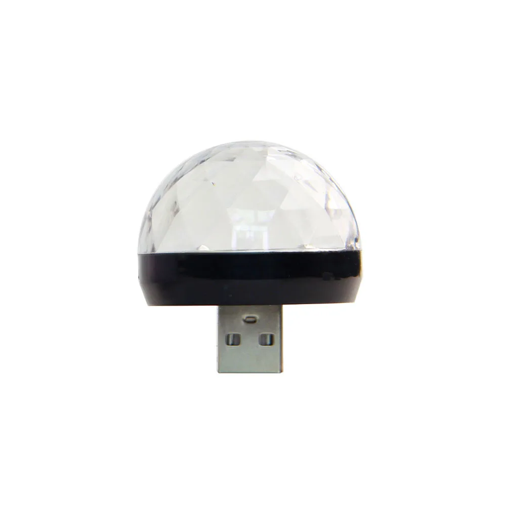 Волшебный шарик Usb Свет Мини диско сценический эффект лампа контроль звука RGB портативный проектор USB хрустальная лампа для мобильного телефона - Цвет: Черный