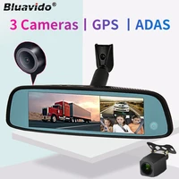 bluavido 3 cameras 4g android 8 ips car mirror video recorder gps adas 2g ram 32g rom fhd 1080p dashcam rear view mirror dvr