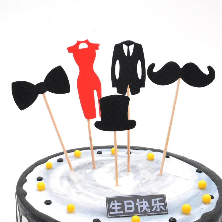 Черный Усы торт Topper Baby Shower дети взрослые подарки на день рождения украшения