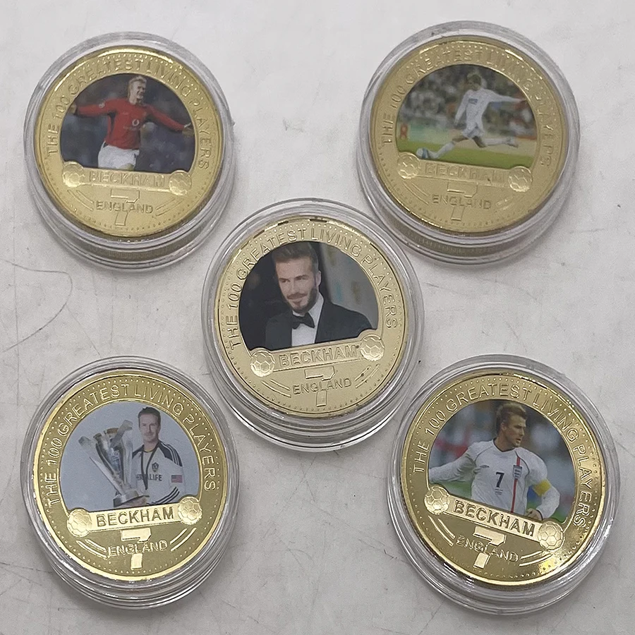 Английский футбол звезда Дэвида Бекхэма позолоченные памятные монеты футбола
