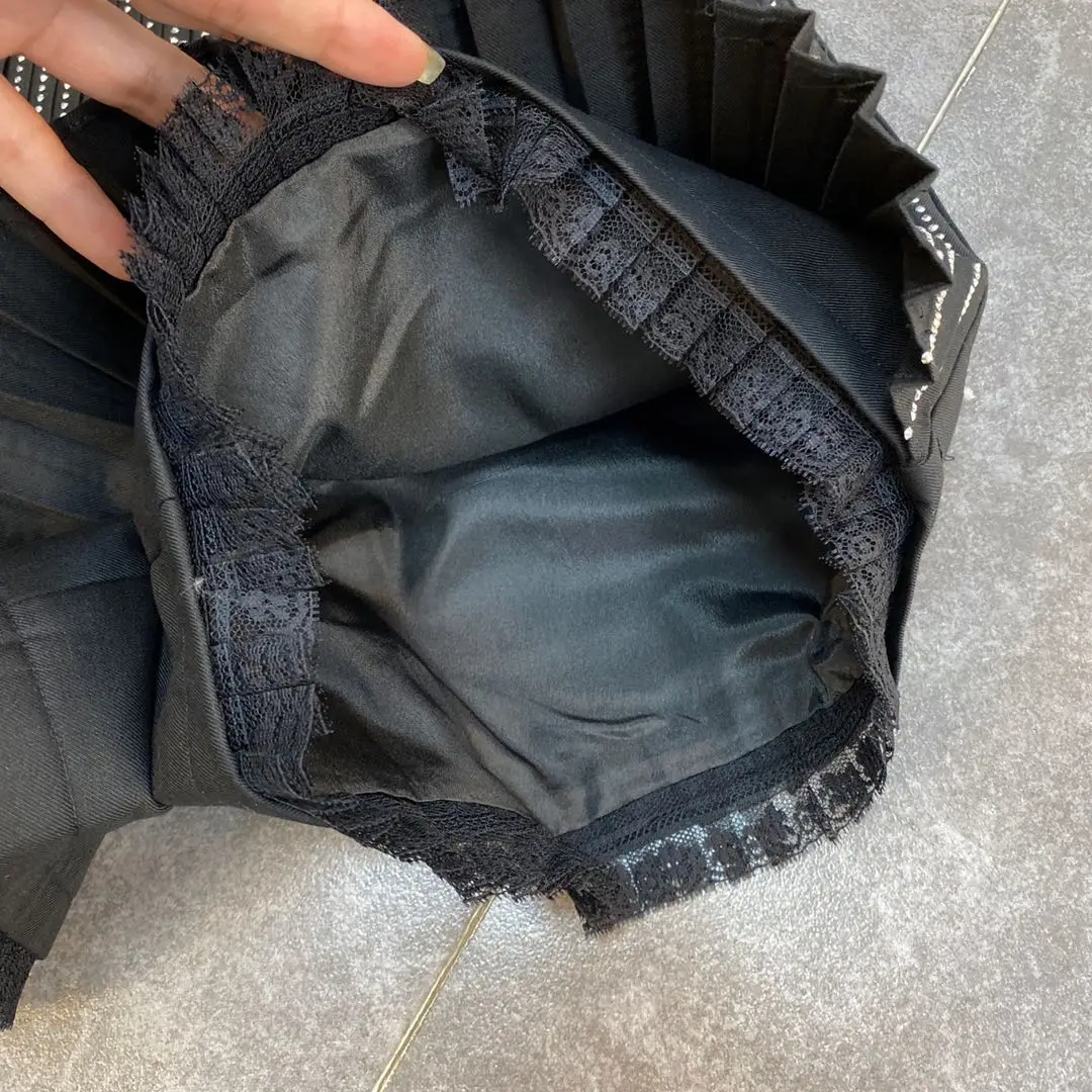 

ZCSMLL Pleated Grey Women's Skirt Stitching Chain High Waist Solid Color Straight 2021 Spring Korea Fashion Female Skirt