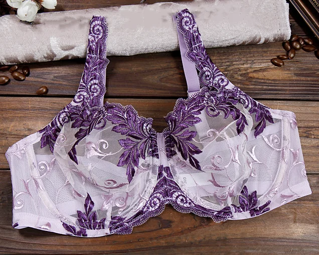 Женский минимайзер бюстгальтер полное покрытие на косточках кружево Цветочная