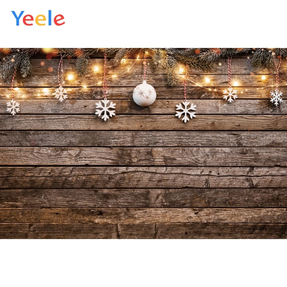 Рождественский фон с подсветкой деревянная доска Зимний снег колокольчик шарик