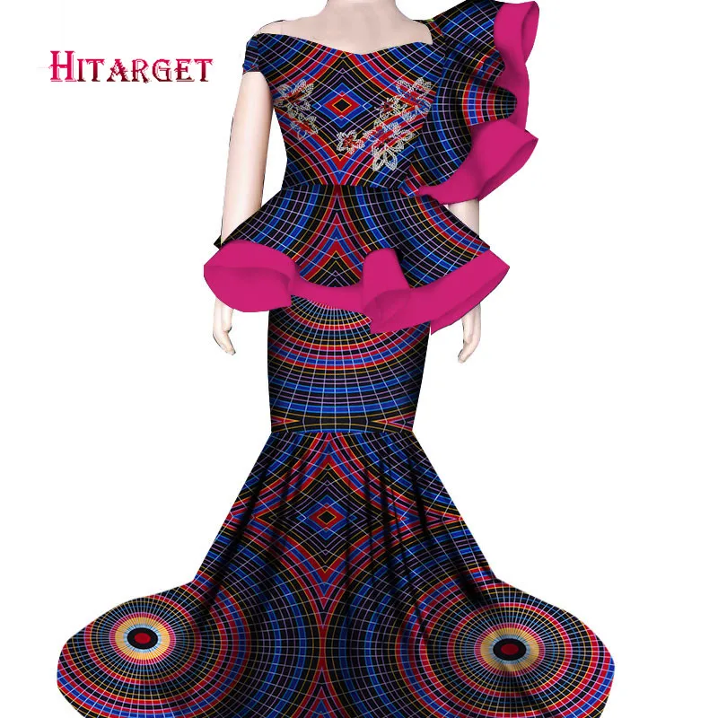 2020 Africa Ankara Outfits Wax Fabric Skirt Sets African Wax Print 2 Pieces Skirt Suit Traditional African women Clothing WY6144