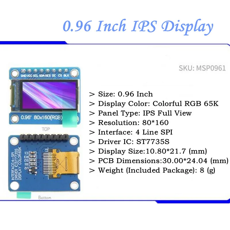 Последовательный дисплей IPS 0 96 ''/1 14''/1 3 54''/2 'ཽK SPI полноцветный TFT ЖК