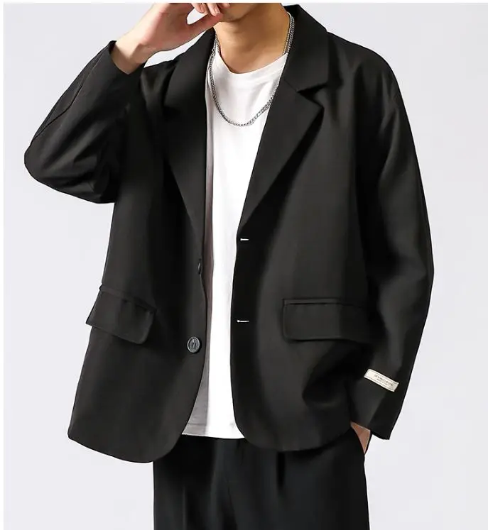 Новинка 2019 корейский мужской блейзер черный негабаритный Блейзер Yuppie стиль
