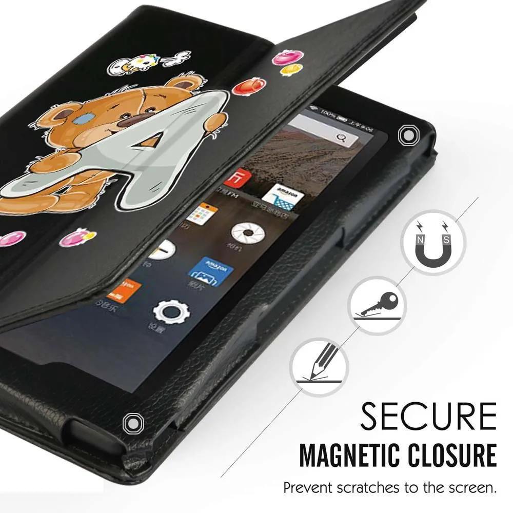 

For Amazon Fire HD8 (2016/2017/2018)/Fire7 HD10(2015/2017/2019) Shock-proof Leather Back Suppor Tablet Case + Free Stlyus