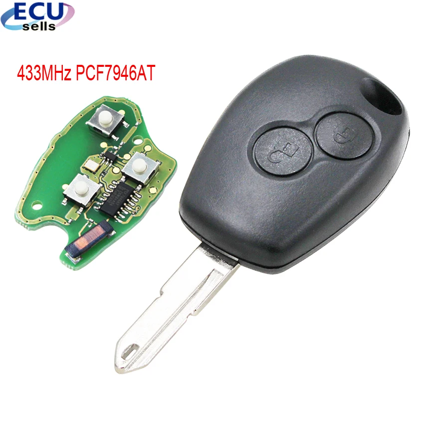 2 кнопки дистанционного ключа для Renault Duster Modus Clio 3 Twingo DACIA Logan Sandero 433 МГц ID46 PCF7946AT