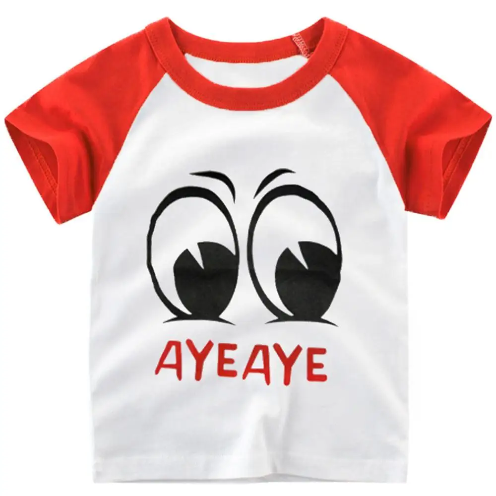 

Cartoon Printing Children Kids Color Matching Short Sleeve T-shirt Summer Fitness Tees