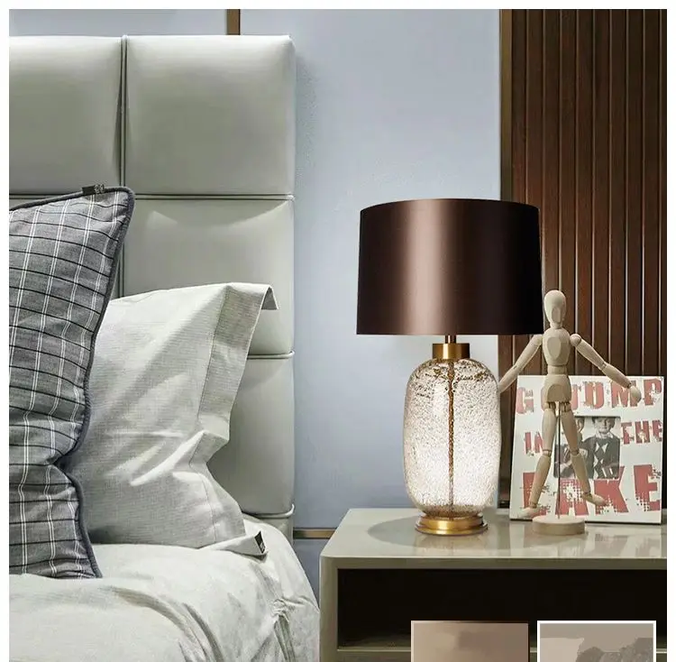 Vintage Blue Table Lamp Colored Glaze with Glass Lampshade Lights Bedside Reading Button Switch Desk Luminaria | Освещение