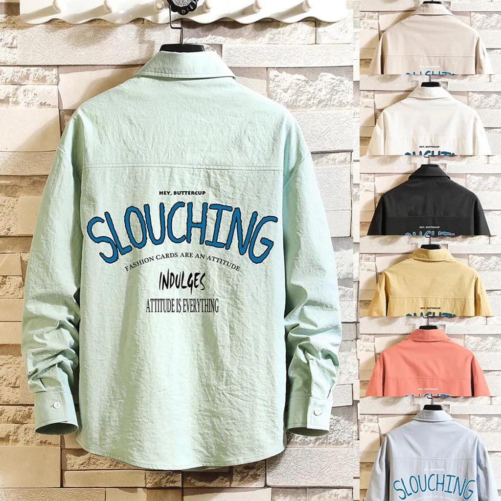 Мужская весенне-Летняя Повседневная тонкая рубашка с принтом и длинным рукавом