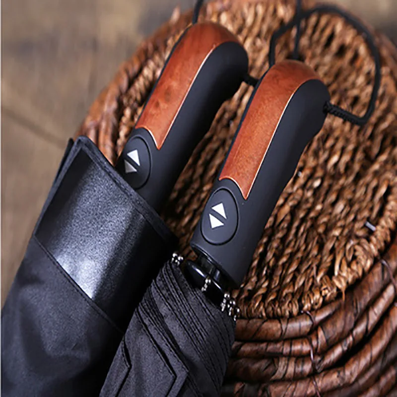 Мужской высококачественный деловой Зонт 10K автоматический зонт кожаный