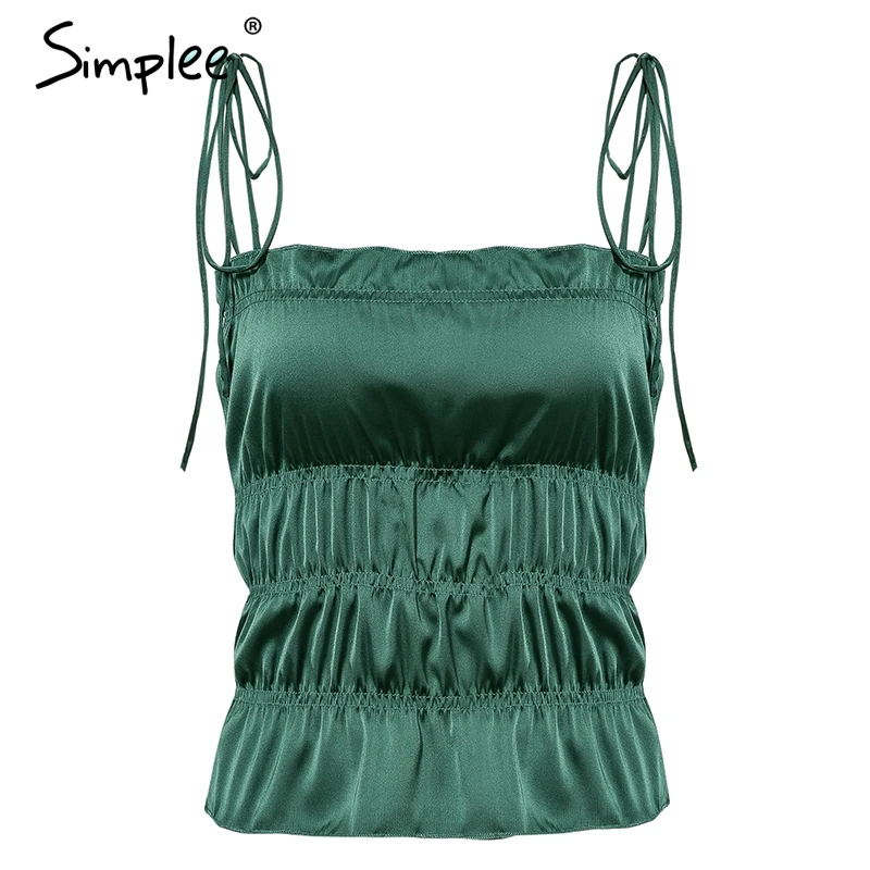 Женская красная майка Simplee привлекательный топ сплошного цвета на бретельках с