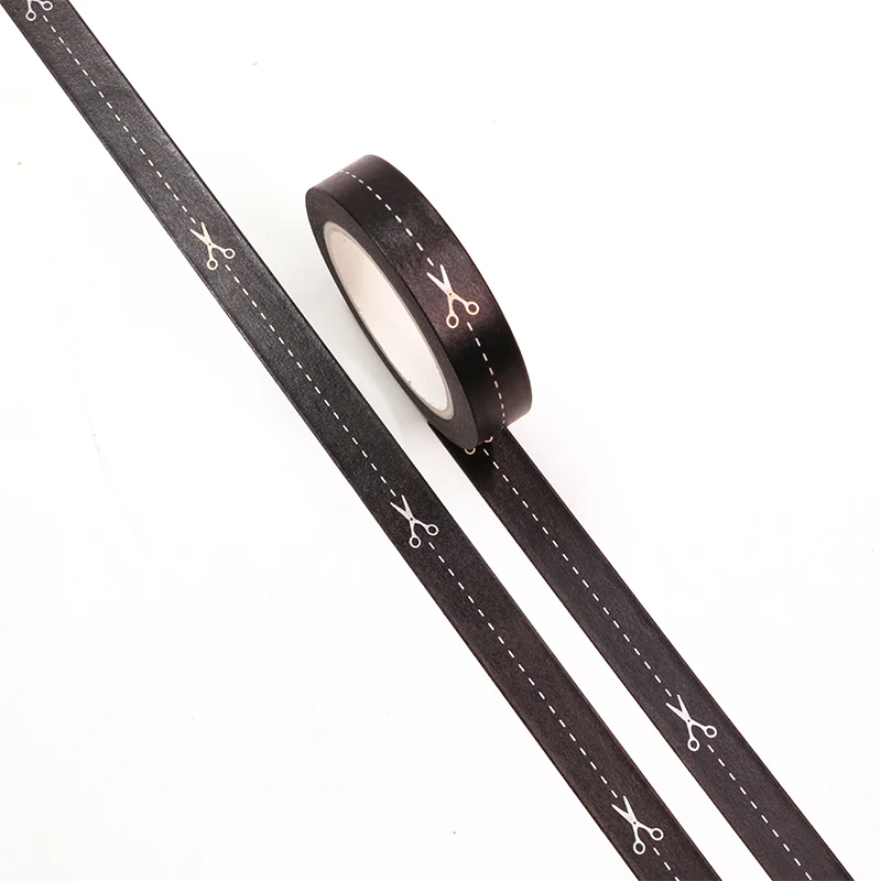 

NEW 1PC 10mm*10m Foil scissors dotted line Decorative Washi Tape Scrapbooking Masking Tape Office Supply designer mask tape