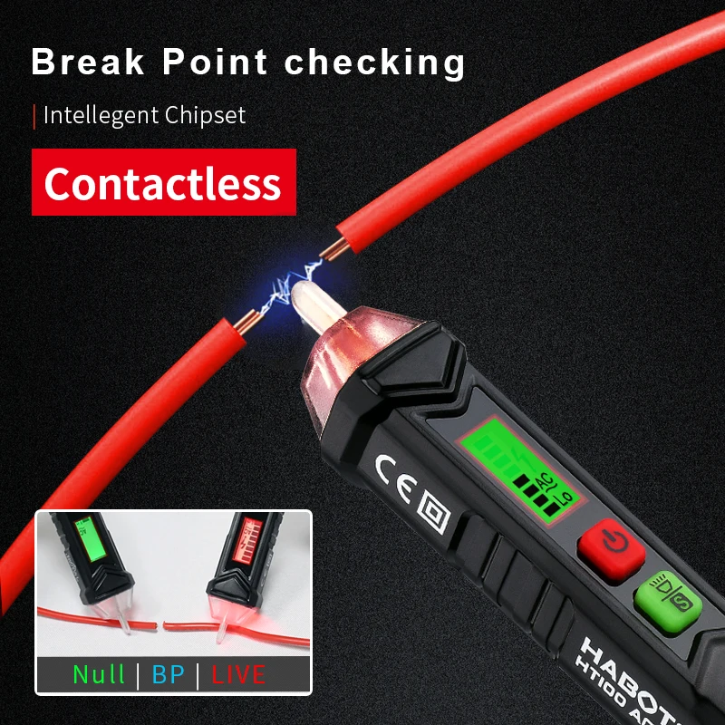

Electrical Tester Voltage Indicator Circuit Breaker Finder Voltage Detector HABOTEST HT100 Series 3 Phase Rotation 12-1000V