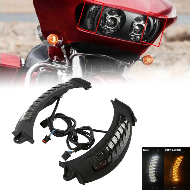 

Motorcycle Front Led Turn Signal Light With White DRL For Road Glide 2015 2016 2017 2018 2019 2020