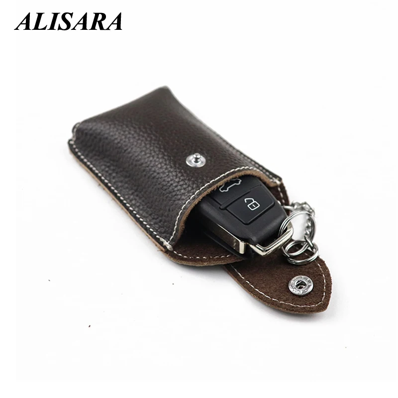 

Кошелек для ключей для мужчин, кошелек для автомобильных ключей, кожаный для женщин, черный чехол для ключей, чехол из первого слоя воловьей ...
