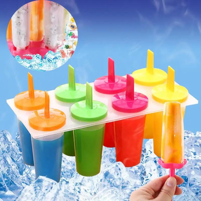 

Pop Molds Tray Maker Popsicle Reusable Icecream Mould Ice Mould Durable Kitchen Accessories Popsicle Molds Maker 8 Cell