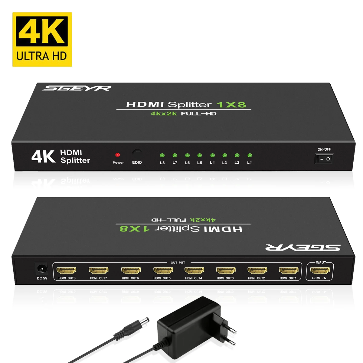 HDMI совместимый сплиттер с питанием от Ultra HD V1.4 выход 1 в 8 4K x 2K @ 30 Гц 3840x2160 1080P 3D