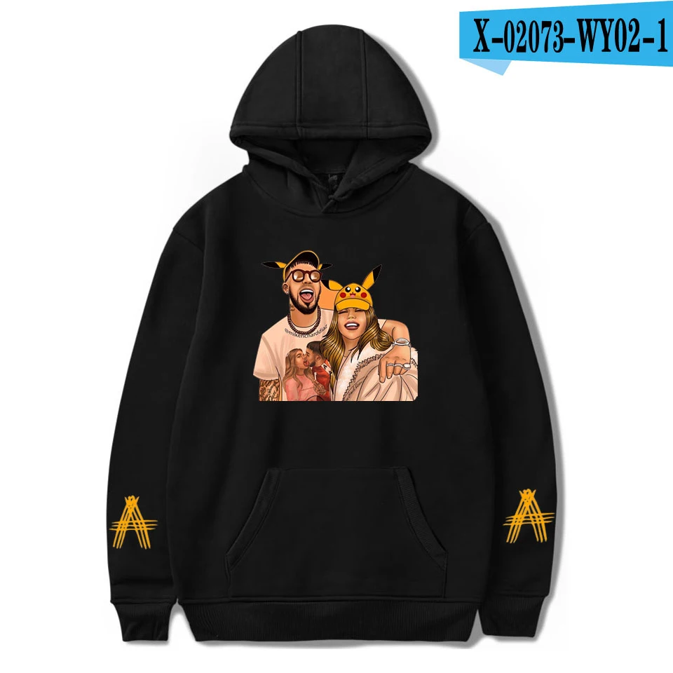 Anuel AA Стиль Знаменитостей уличная Толстовка зима осень для мужчин/женщин хип хоп пуловер с длинным рукавом негабаритных толстовки - Цвет: s