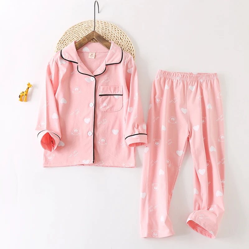 Пижама детская длинная из 100% хлопка комплект 2 предметов с принтом