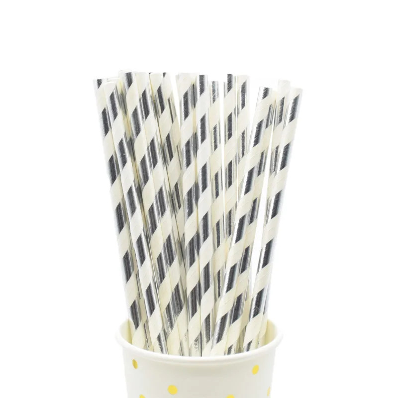 25pcs Sliver 25 шт. «Рассвет Справедливости» Золотое Сердце Звезда фольга полосатая бумага соломинки Рождественское украшение для вечеринки счастливые новогодние поставки вечерние блага - Цвет: 25pcs Sliver