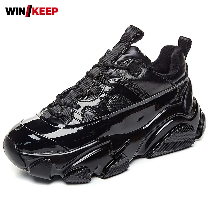 

Кроссовки женские, на платформе, со шнуровкой, черные, увеличивающие рост