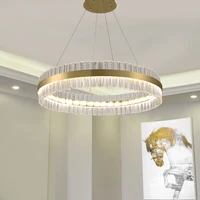 Crystal Chandelier In The Living Room Of Duplex Building Modern Light Luxury Villa Round Three-Color Light Fixture