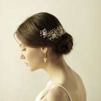 o855 heavy work luxury wedding hair accessories girls headbands with pearls custom elastic fashion hairband