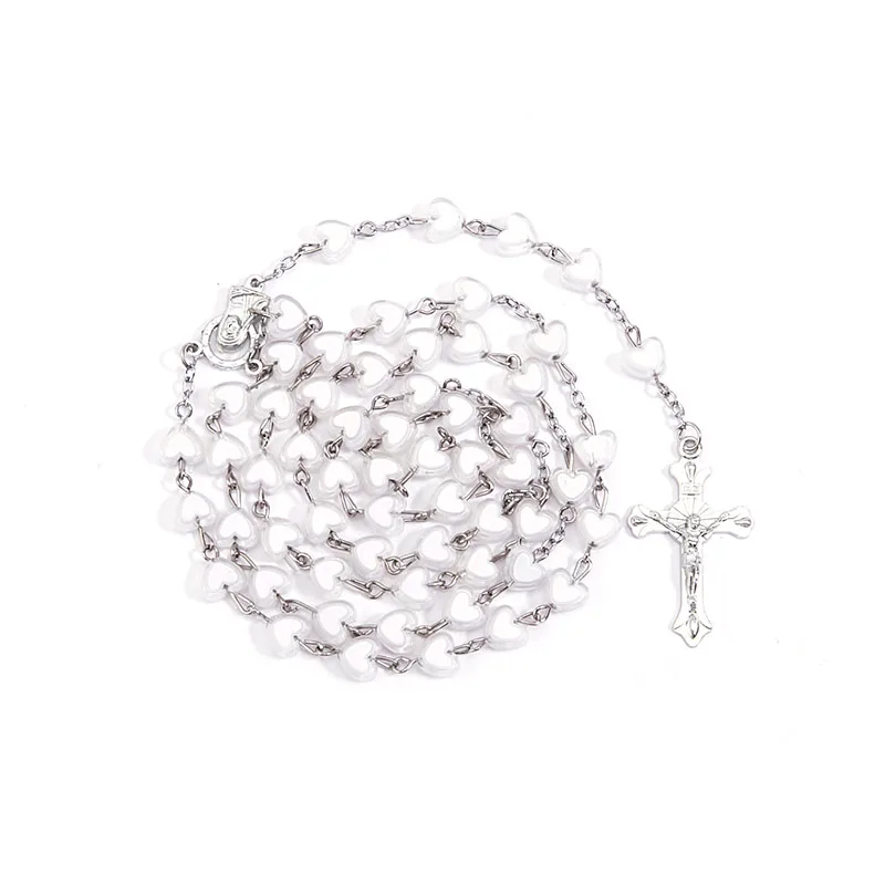 Крещение хрустальный бисер Розария 8 мм Сердце ожерелье из бисера Роза сердце