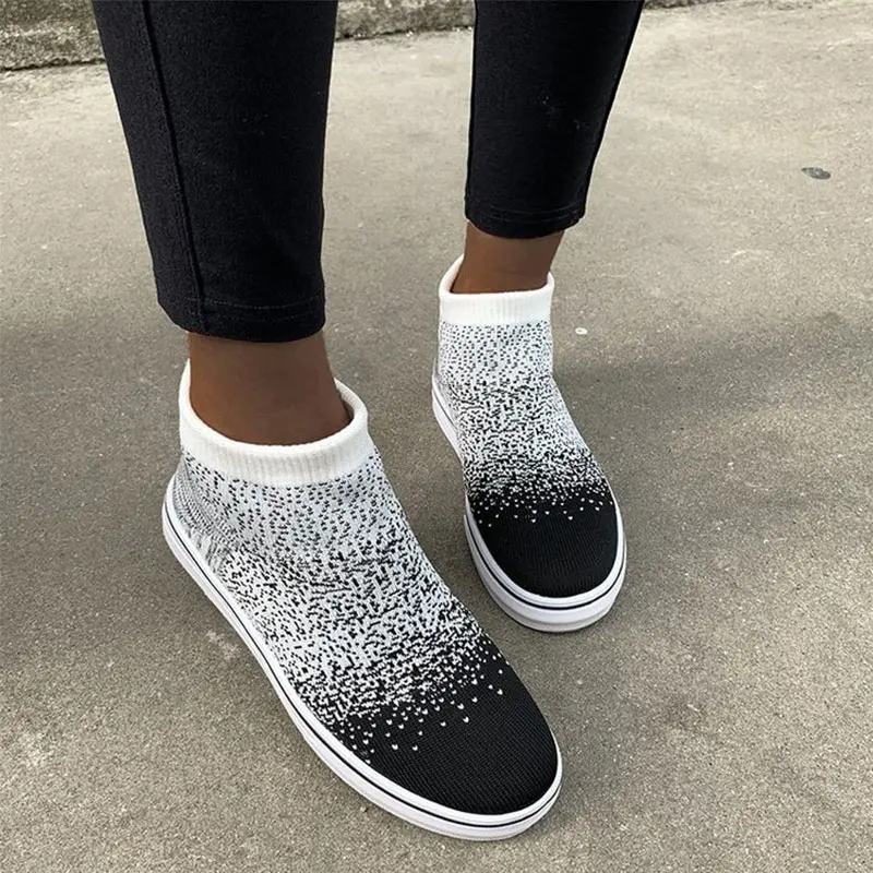 

Women Sneakers Ladies Casual Knitted Mesh Breathable Flats Colorful Woman Shoe Vulcanized Shoes Female Footwear 2020 New
